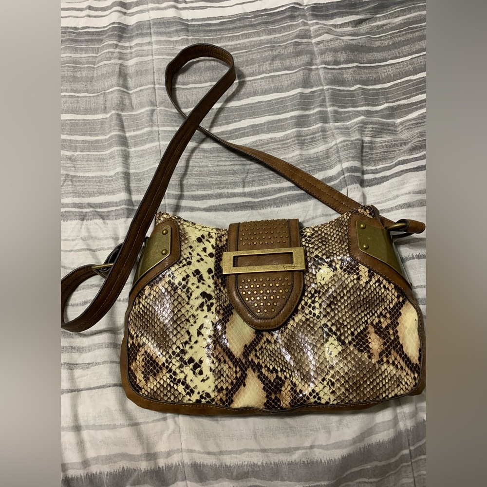 Jessica Simpson, snake print crossbody with metal detail. Excellent condition
